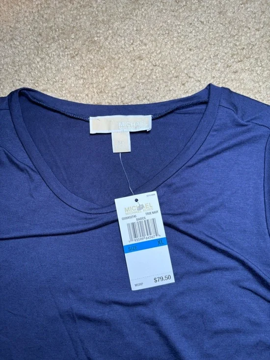 True Navy Blue Michael Kors tank with sheer panel size XL NWT - Picture 4 of 4